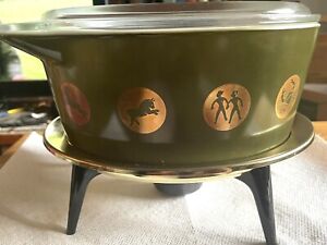 Vintage PYREX  ZODIAC CASSEROLE DISH with Candle Warmer Box No. 57 MINT IN BOX