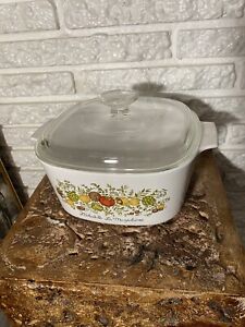 RARE VINTAGE CORNING WARE 3 QUART CASSEROLE DISH W/ PYREX A9C LID-SPICE OF LIFE