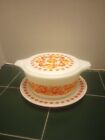 HTF Pyrex Penn Dutch Friendship Promo 475 Casserole With Lid & Underplate