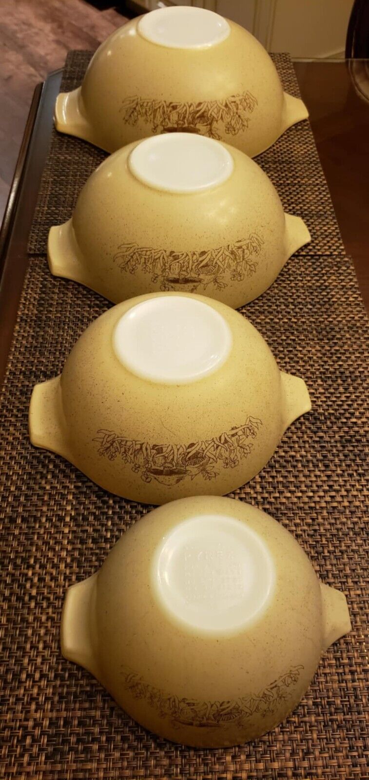 VINTAGE PYREX FOREST FANCIES MUSHROOM CINDERELLA NESTING MIXING BOWLS, SET OF 4