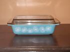 HTF JAJ Pyrex Turquoise Blue Daisy 575 Deep Space Saver Casserole DIsh w Lid