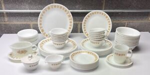 Corelle Butterfly Gold 77 Piece Set Dinner Luncheon Cereal Berry Bowl Sugar Lot