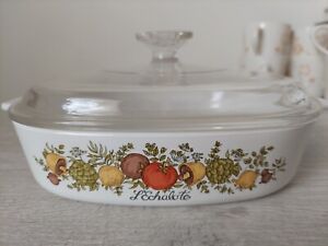 CorningWare Vintage Rare Spice of Life Casserole Dish with Pyrex Lid- L'Echalote