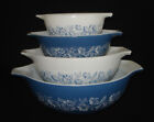 PYREX - 4 pc. Blue & White COLONIAL MIST Cinderella Mixing, Nesting Bowl Set