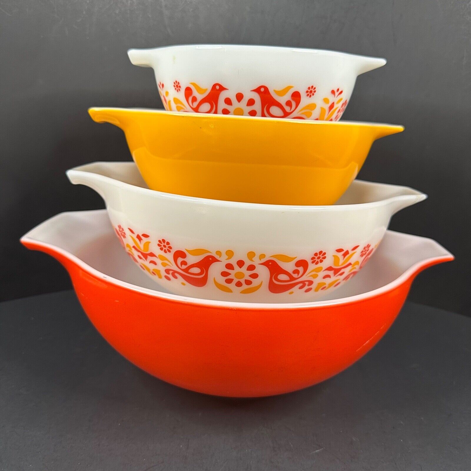 Vintage 1970s Friendship Pyrex Cinderella Mixing Bowl 4 Piece 441 442 443 444
