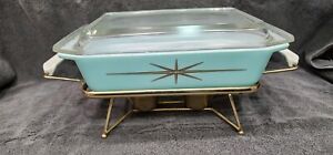 Pyrex Starburst Promotional Space Saver Casserole w/Lid And Candle Warmer #575