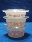 3 Vintage Pyrex Pink Butterprint Amish Dish Bowl Set Casserole 473 472 471