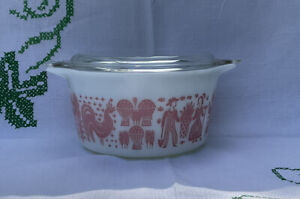 Vintage Pyrex Pink Butterprint Amish #473 1 Qt Casserole Rare HTF
