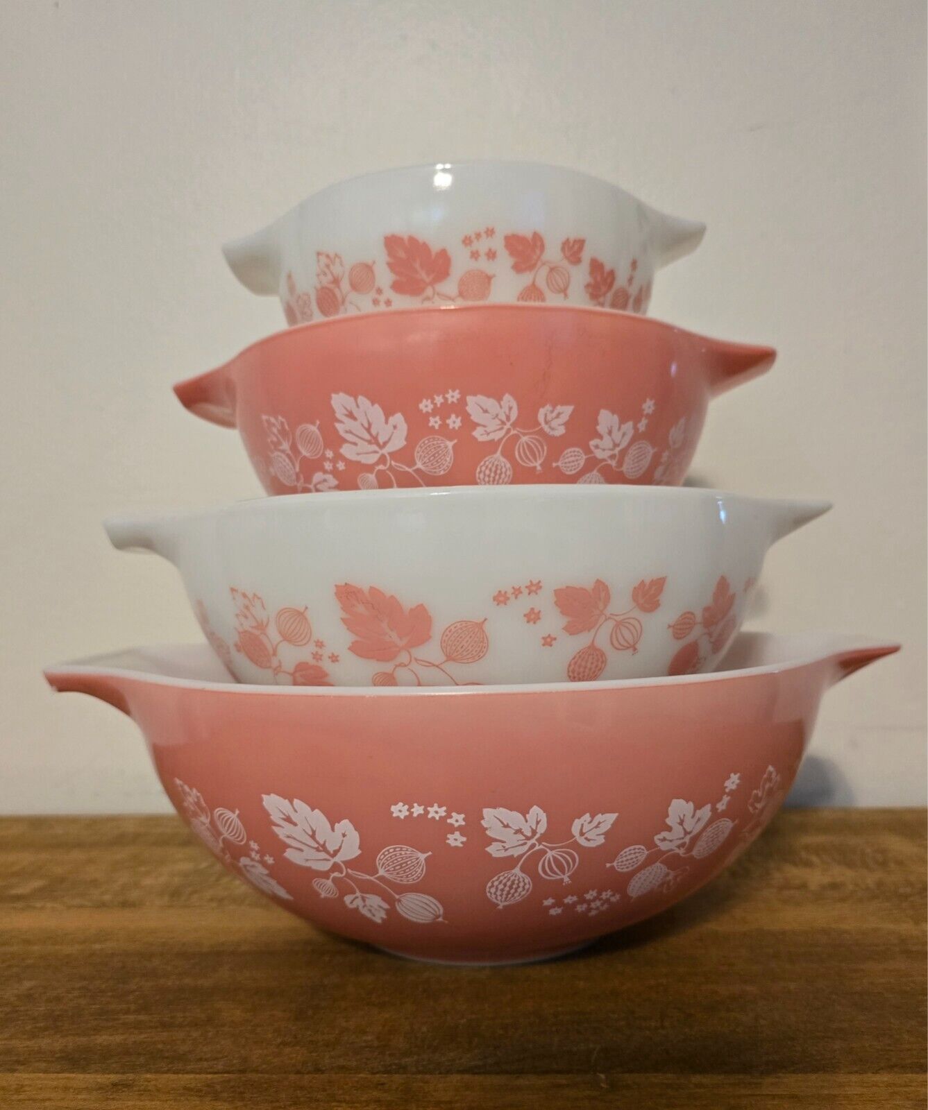 Pyrex Vintage Pink Gooseberry Cinderella Bowl Set of 4 (441 442 443 444)