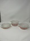 Pyrex Pink Amish Butterprint. 471,472,473. With 3 Lids.