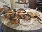 Vision Ware Vintage Corning Pyrex Amber Glass Cookware 9 Piece Set USA