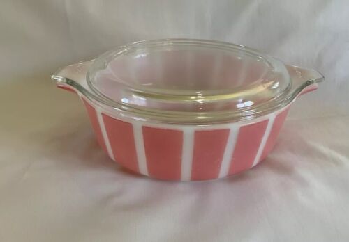Vintage Pyrex Pink Stripe 471 Rare OOAK Prototype Employee Exclusive Test Piece