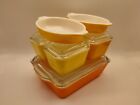 Vintage Pyrex Daisy Citrus Yellow Orange Refrigerator Set with Lids