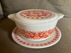 Rare HTF Pyrex Penn Dutch Friendship Promo 475 Casserole With Lid & Underplate