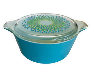 Pyrex 1960s SPIROGRAPH Promo 2.5 QT Round Casserole Dish 475 w/Glass Lid