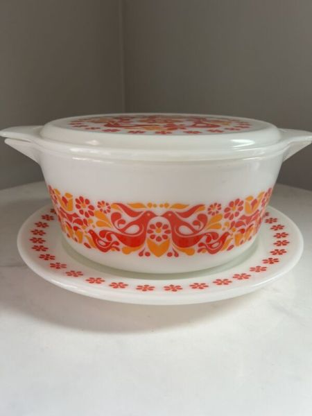 VTG RARE HTF Pyrex Penn Dutch Friendship Promo 475 Casserole Lid & Underplate