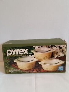 Vtg Pyrex Shenandoah 3-Piece  Bake Serve Store Set Shenandoah 470-80