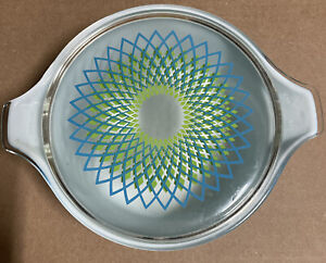 Pyrex Spirograph 1960 Promotional Blue & Green 2.5 QT 475 Casserole