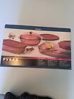 Vintage 1995 Pyrex Cranberry 7 Piece Cookwear Sculptured, With Lids RARE