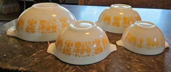 Vintage Pyrex Amish Butterprint Orange Pumpkin 441-444 Excellent  Condition