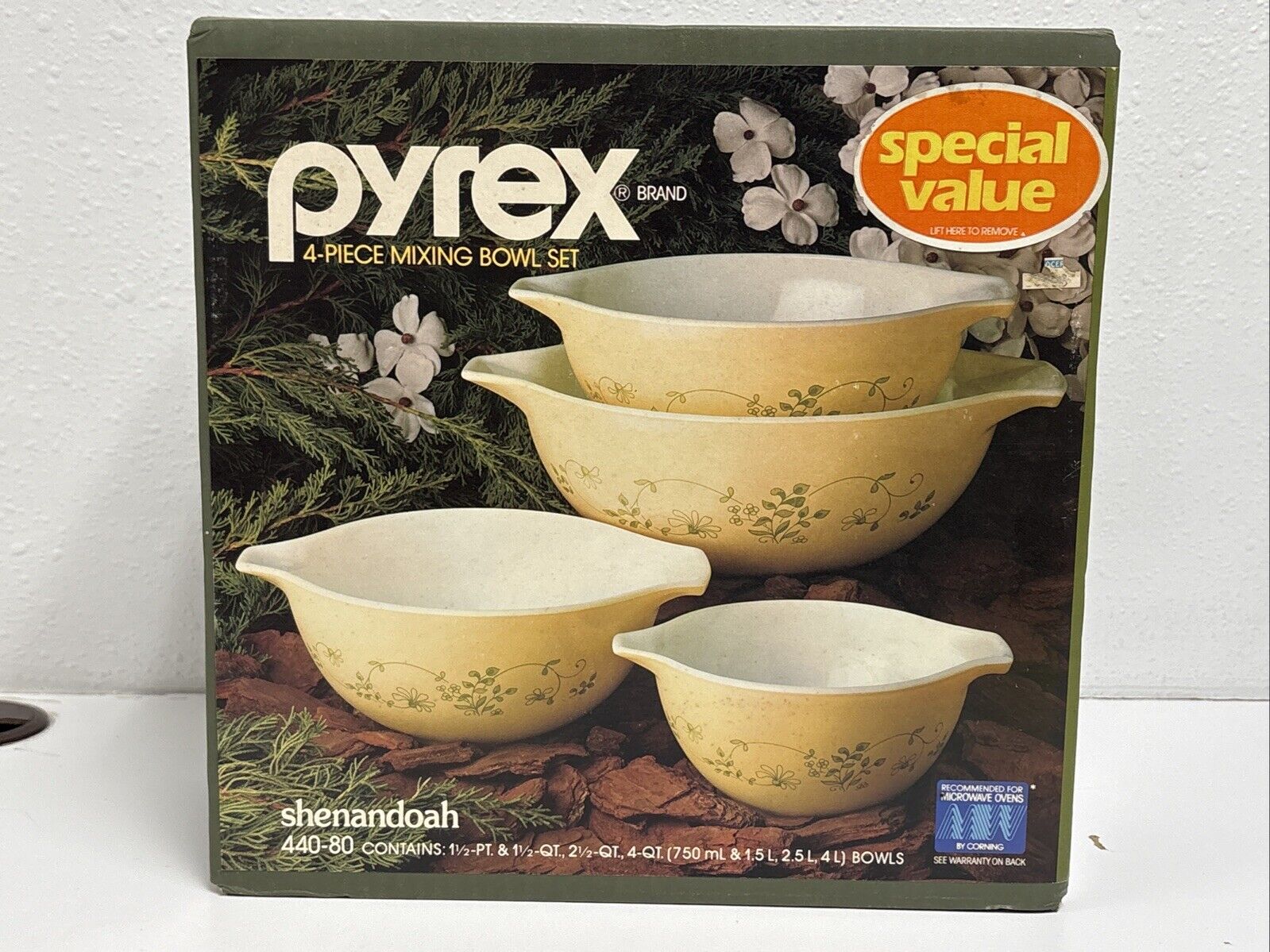 SEALED BOX - Pyrex Shenandoah 440-80 Cinderella Bowl Set (4 pc set)