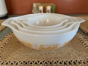 Pyrex Butterprint Pumpkin Mixing Bowls Set Of 4 FREE SHIPPING