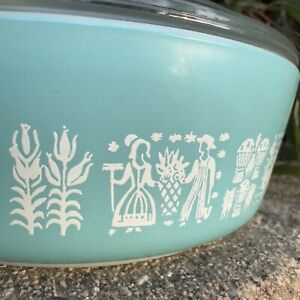 LADY ON THE LEFT ~ ULTRA RARE ~ PYREX DISH 471 BUTTERPRINT CASSEROLE BOWL & LID!