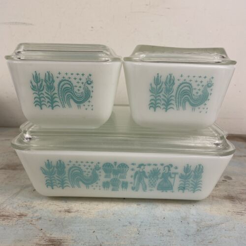 Pyrex Amish Butterprint Refrigerator Complete Set Lids No Chips 501 502 503 Lot