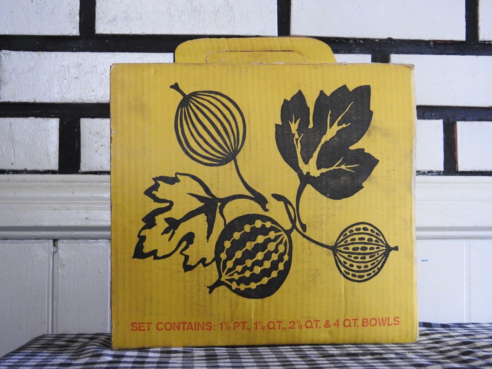 1958 VINTAGE PYREX GOOSEBERRY CINDERELLA BOWL SET MINT WITH BOX