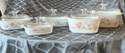CORNING WARE Peach Floral  10 pc CASSEROLE DISHES Pyrex lids 1,2,2.5, 3 & 5 ltr