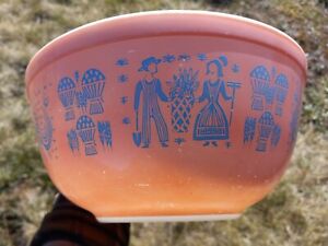 Vintage Pyrex Amish Butterprint HOLY GRAIL Bowl 403 Turquoise On Pink RARE OOAK