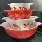 Vintage Pyrex JAJ Red Coral Gooseberry Cinderella Mixing Bowls Set Of 4 441-444