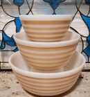 Beautiful Sandalwood (Tan) Vintage Pyrex Rainbow Stripe Mixing Bowl Set