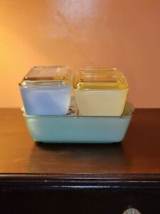 RARE Vintage JAJ Pyrex Colourware Sprayware Near Complete Refrigerator Dish Set