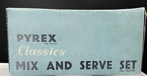 JAJ  Pyrex Classics NIB Mix & Serve HTFComplete Set W/ Mixing Utensils & Bracket