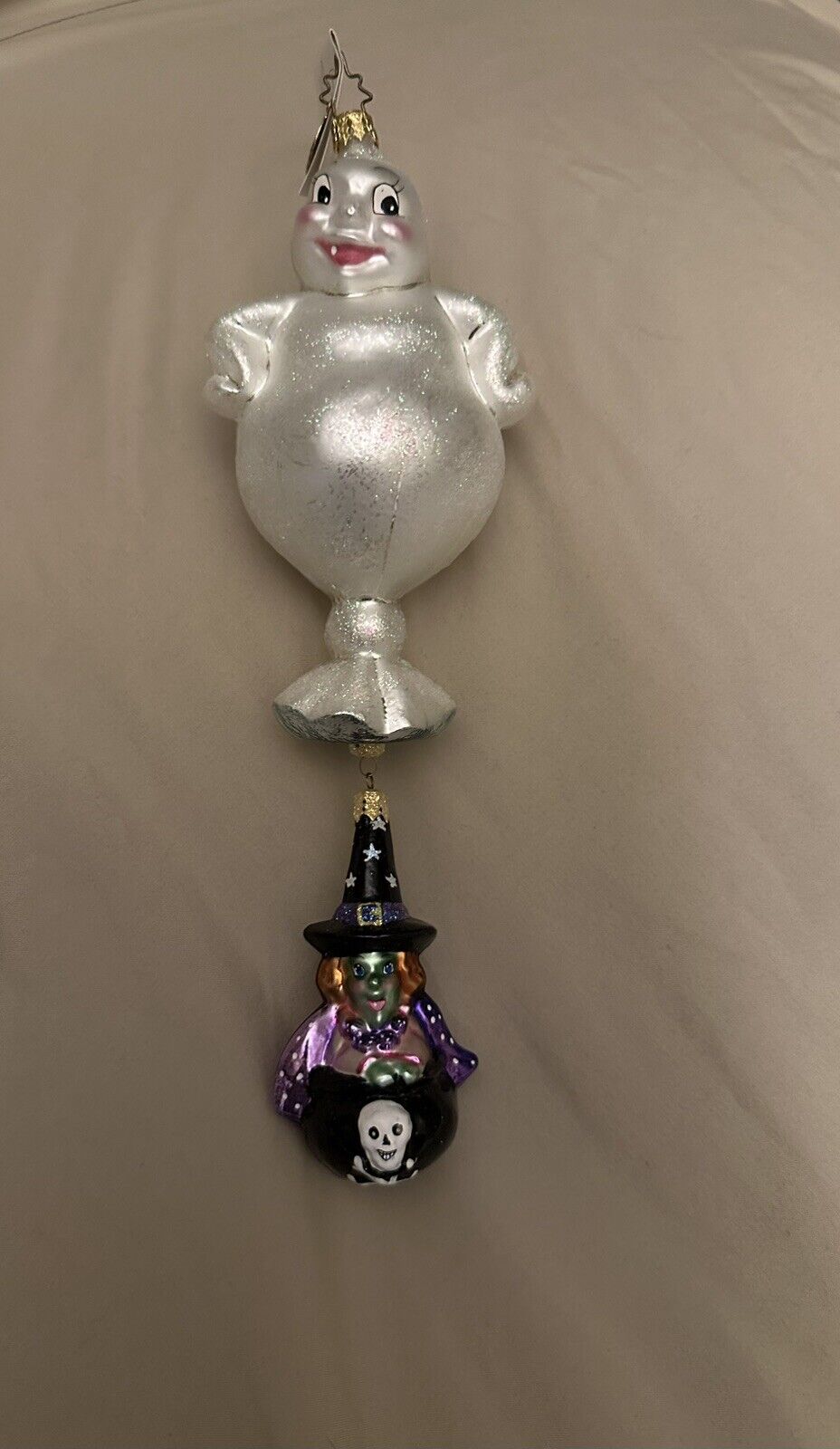 Radko Witchin’ A Ride Ghost Over Witch Hanging Halloween Christmas Ornament