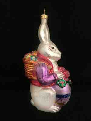 1996 Christopher Radko XMAS Glass Ornament * ROY RABBIT Easter Bunny Eggs Basket