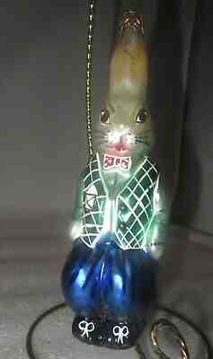 Outlet Christopher Radko EASTER Rabbit Bunny Glass Ornament Egg Basket Tag 6.5 Inches