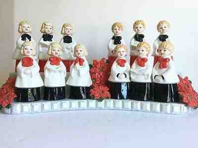 OOAK RADKO PROTOTYPE POINSETTIA CHOIR 18” TIERED CERAMIC CHRISTMAS DISPLAY