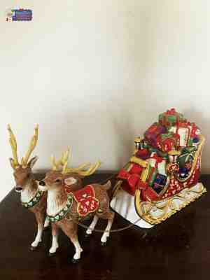 Christopher Radko, Home For The Holiday, Ceramic Cookie Jar Sleigh with Deer.