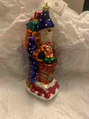 Christopher Radko Santa Glass Ornament 1997 ROOFTOPS OF LONDON 9" VINTAGE