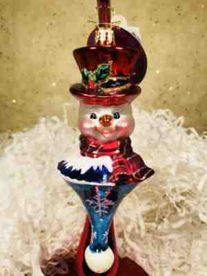 Radko Icicle Smiles 1016823 NWT 2013 Snowman On A Spire Retired Ornament