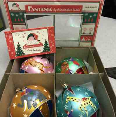 Set of 4 Christopher Radko Fantasia Christmas Ball GORGEOUS MINT Box RARE!