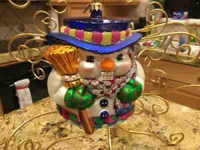 Christopher Radko CHILLS WILLS Blown fashion Glass Ornament Snowman Christmas