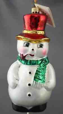 Christopher Radko Snow Ball 1996 Ornament 95-100-1 Red Hat Green Scarf Snowman