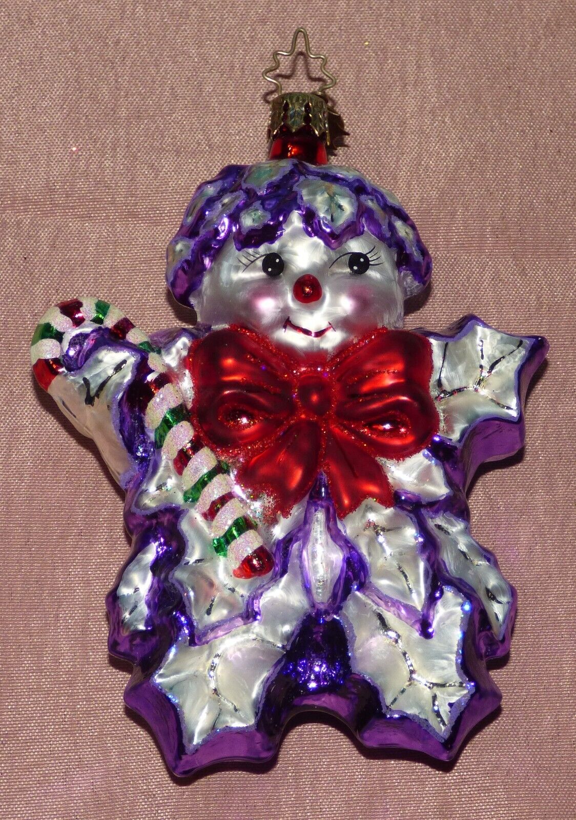 Rare Christopher Radko 20th Anniversary Purple Holly Jean Glass Ornament