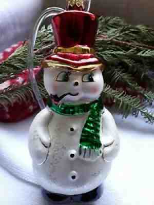 Christopher Radko Snow Ball 1996 Ornament 95-100-1 Red Hat Green Scarf Snowman