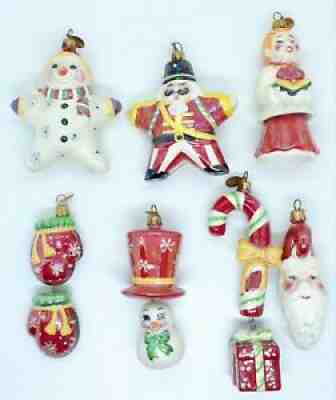 Radko Holiday Celebrations Snowman Candy Santa Choir Christmas Ornament Lot 7