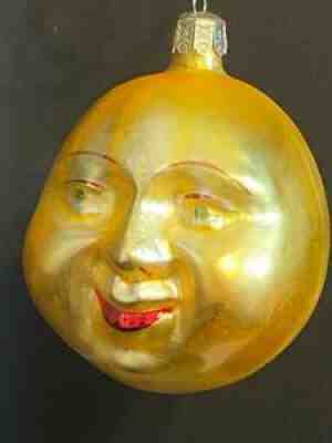 Christopher Radko Cheerful Sun/Smiling Sun Glass Christmas Tree Ornament, GC