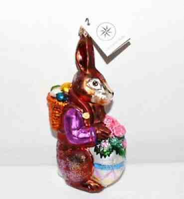 Christopher Radko Roy Rabbit 7" Easter Bunny Ornament Giant Egg VTG Glass Blown
